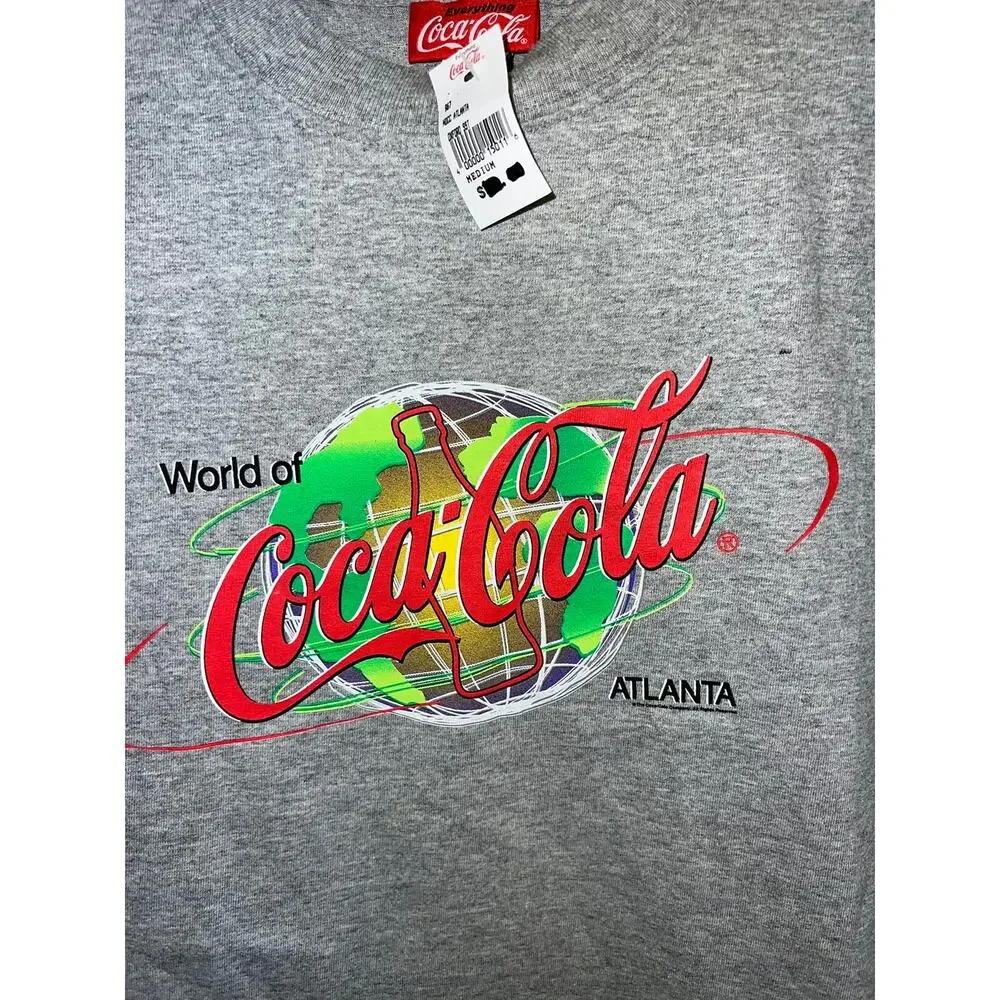 Vintage Coca-Cola Shirt World of Coke Atlanta Gray NWT Tee VTG M Medium